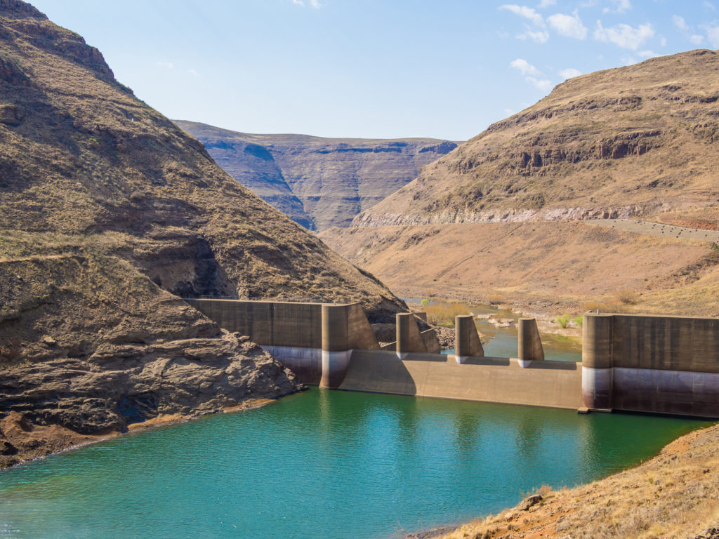 scenic view of river at Kate dam hydroelectric power plant in Lesotho